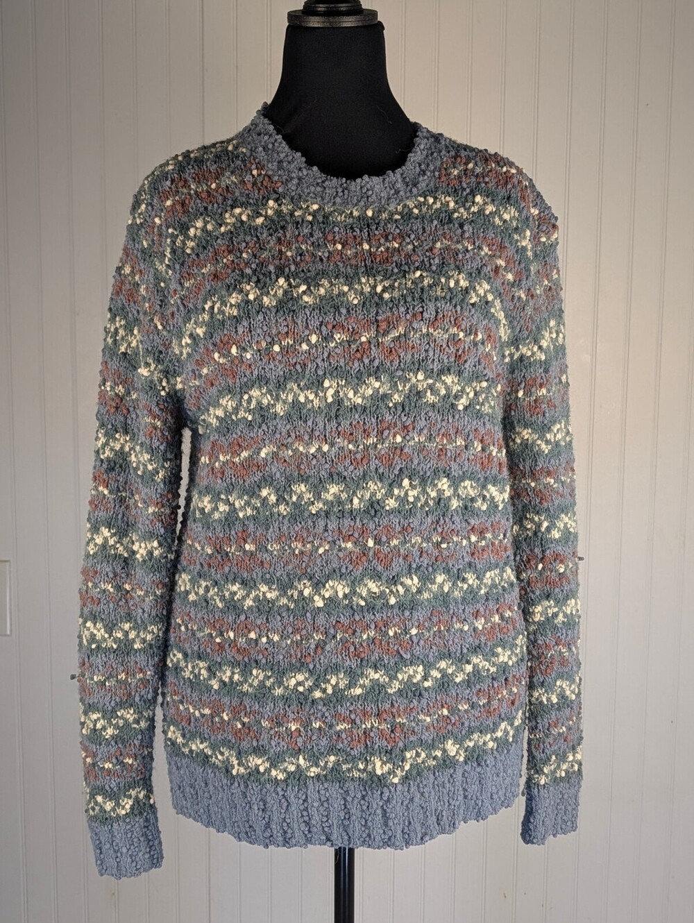 POL Textured Knit Multicolor Pattern Sweater Size L,